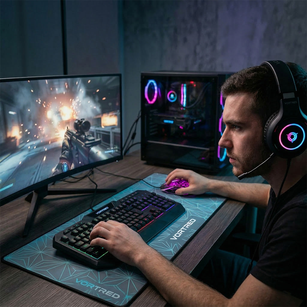 Kit Gamer Vortred Alámbrico 4 en 1 Gear Up Color Negro