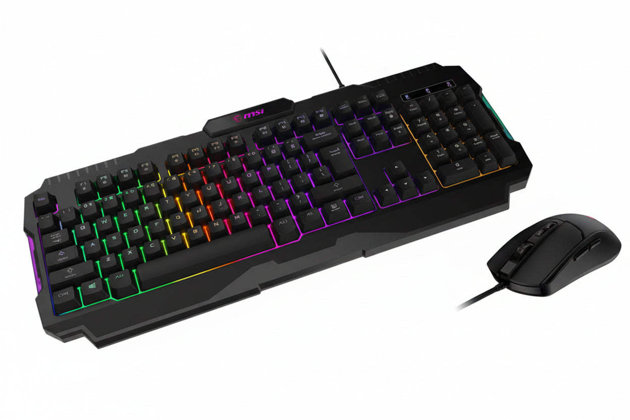 Kit Gamer Teclado y Mouse MSI FORGE GK100 Alámbrico USB Negro Español Membrana RGB
