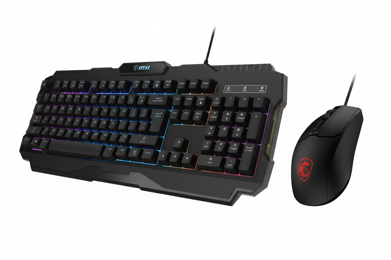 Kit Gamer Teclado y Mouse MSI FORGE GK100 Alámbrico USB Negro Español Membrana RGB