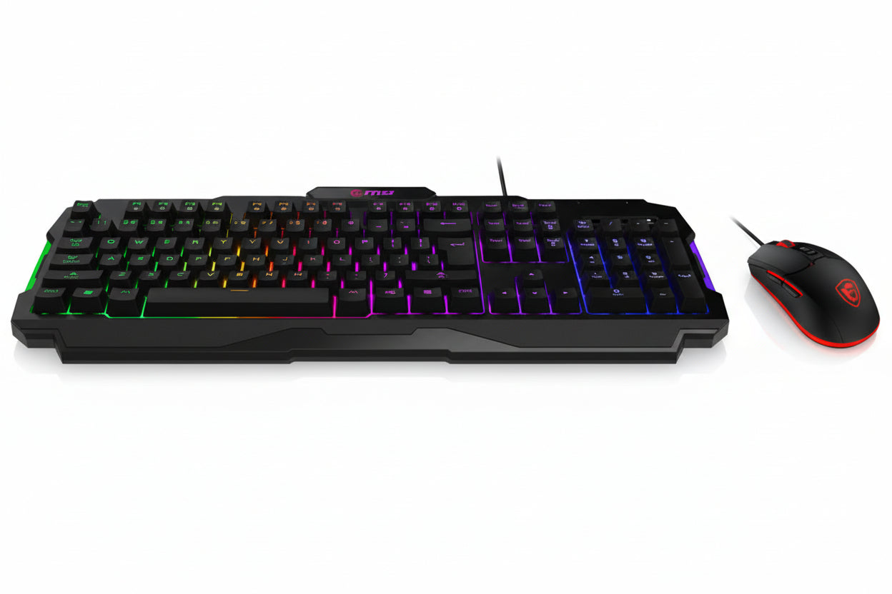 Kit Gamer Teclado y Mouse MSI FORGE GK100 Alámbrico USB Negro Español Membrana RGB