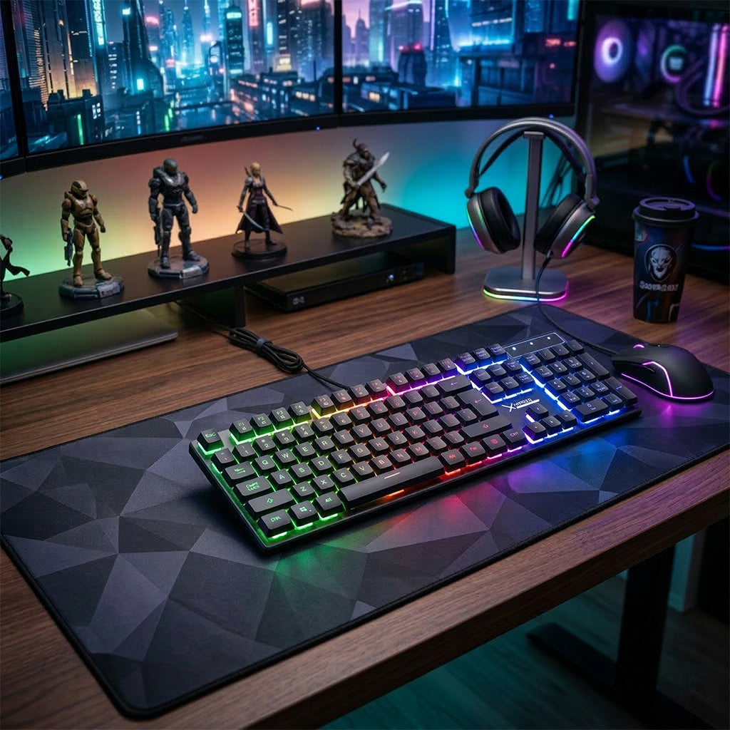 Kit Gamer de Teclado y Mouse Xzeal Retroiluminado XST-201 Alámbrico USB Negro